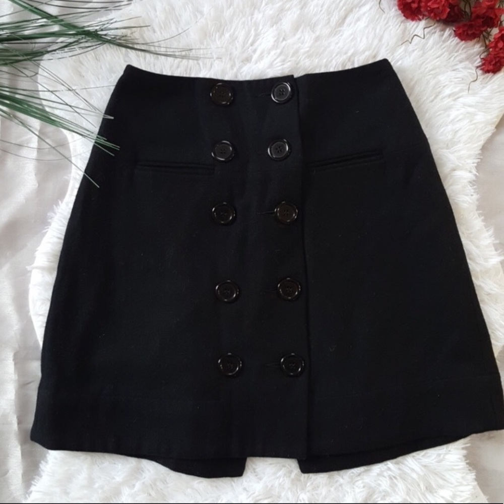 Anthropologie black wool mini skirt